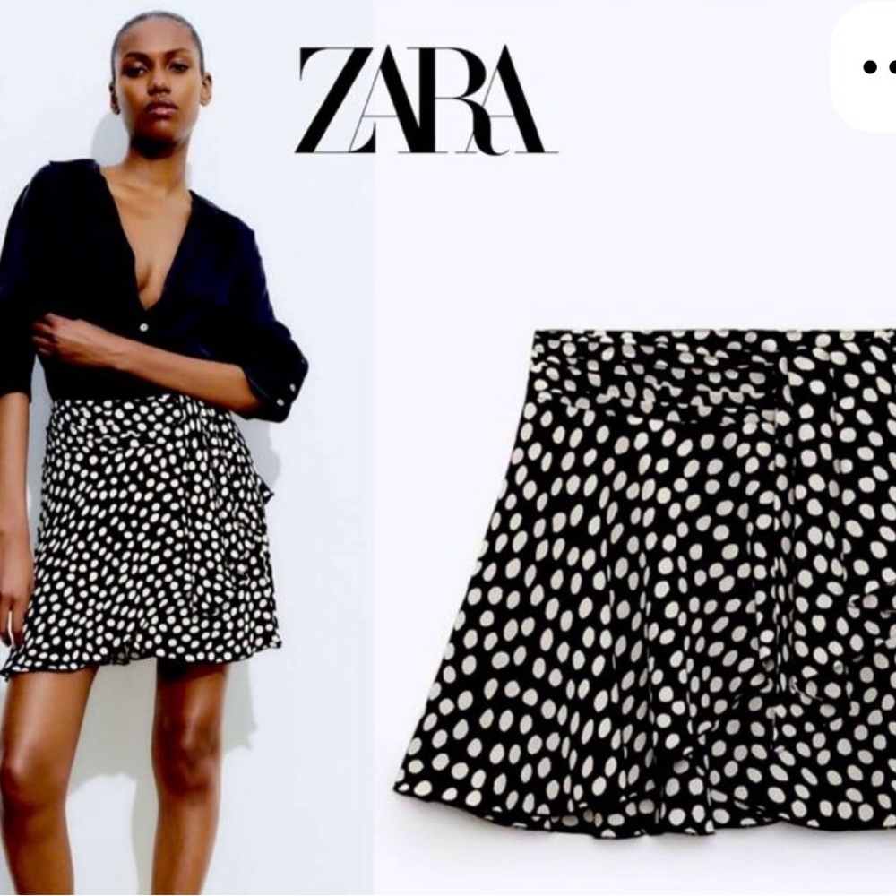 Zara Black and White Polka Dot Mini Skirt